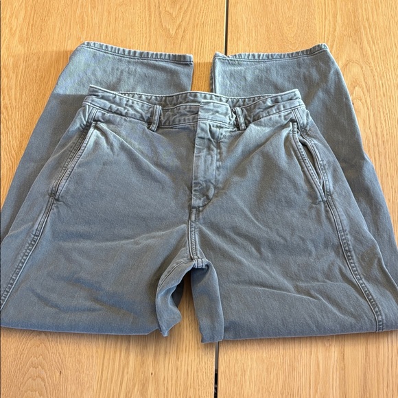 GAP Mid Rise Twill Barrel Pants Black Moss Green - Picture 12 of 13